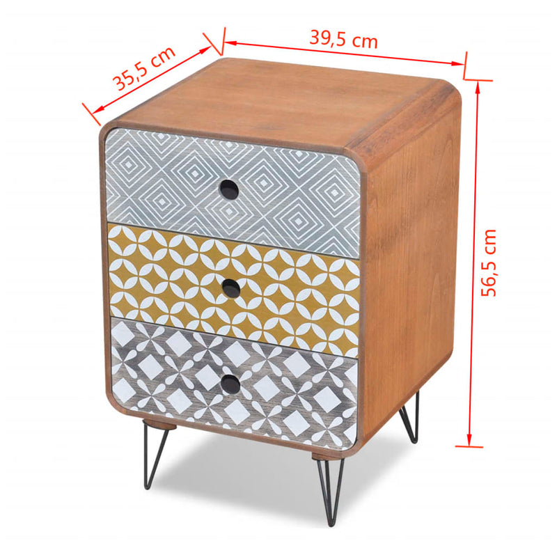 vidaXL Side Cabinet with 3 Drawers Brown