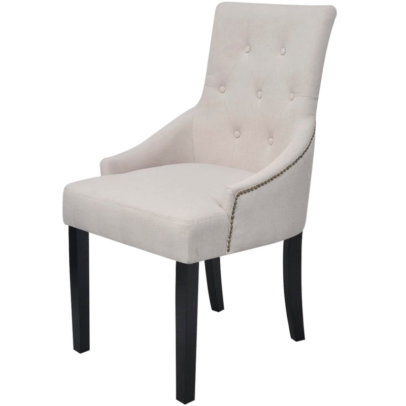 vidaXL Dining Chairs 2 pcs Cream Grey Fabric
