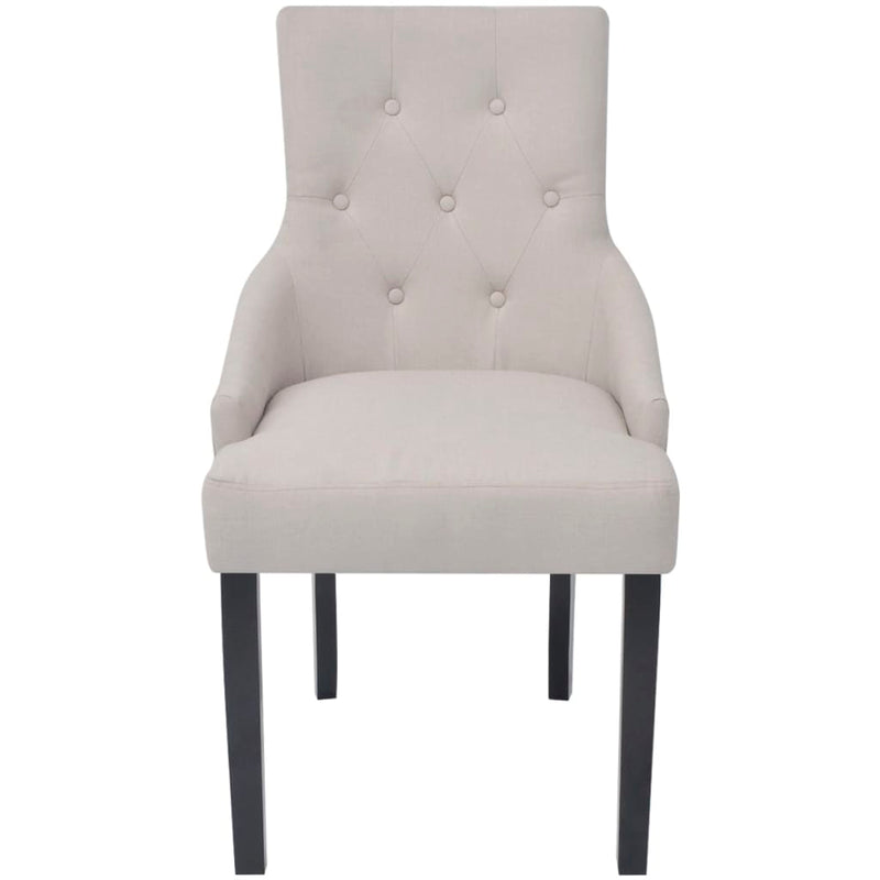 vidaXL Dining Chairs 2 pcs Cream Grey Fabric