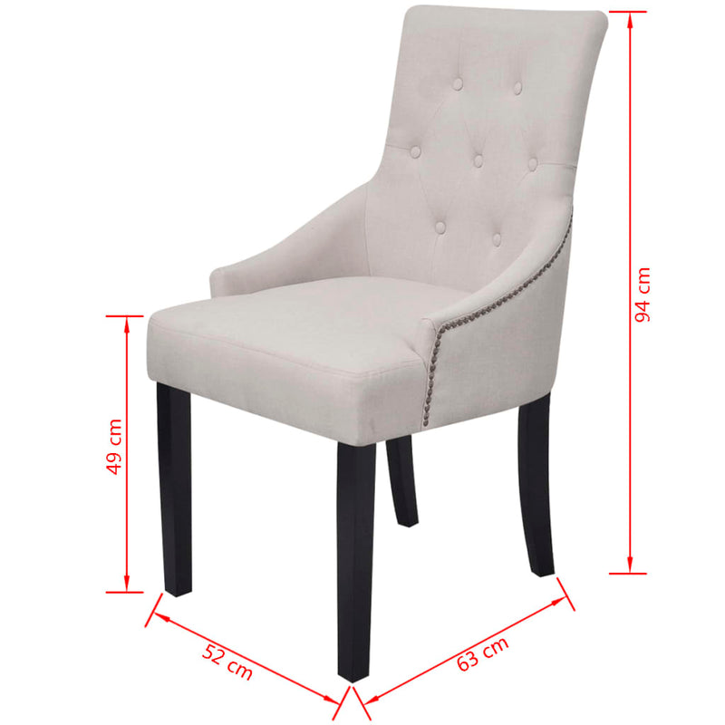 vidaXL Dining Chairs 2 pcs Cream Grey Fabric