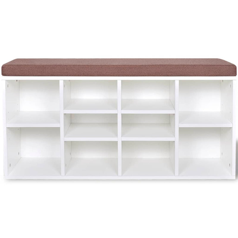 Shoe Storage Bench 10 Compartments White