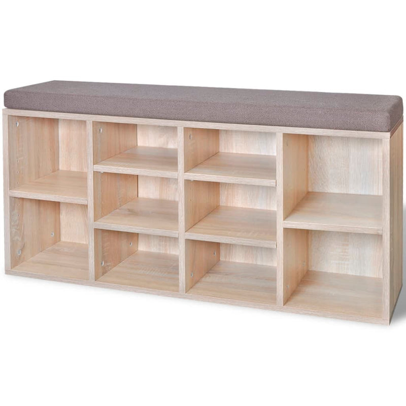 Shoe Storage Bench 10 Compartments Oak Colour