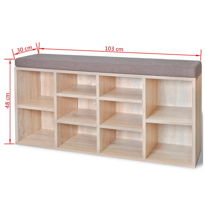 Shoe Storage Bench 10 Compartments Oak Colour