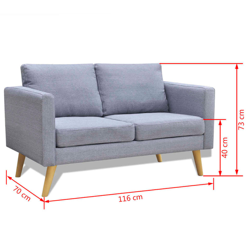 vidaXL Sofa Set 2-Seater and 3-Seater Fabric Light Grey