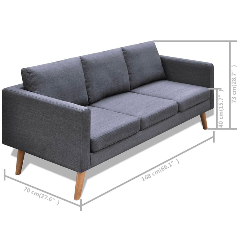 vidaXL Sofa Set 2-Seater and 3-Seater Fabric Dark Grey