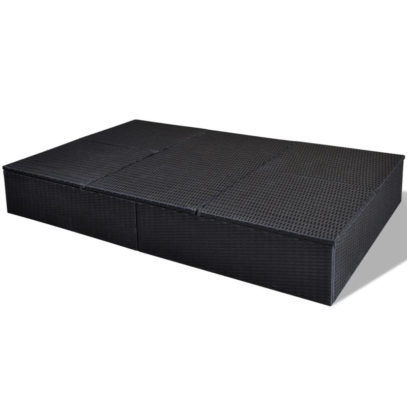 vidaXL Double Sun Lounger with Cushion Poly Rattan Black