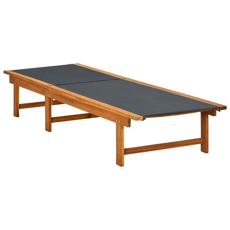 vidaXL Sun Lounger with Table Solid Acacia Wood and Textilene