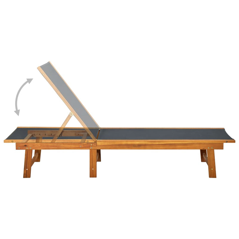 vidaXL Sun Lounger with Table Solid Acacia Wood and Textilene