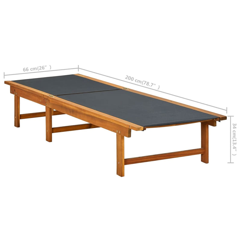 vidaXL Sun Lounger with Table Solid Acacia Wood and Textilene