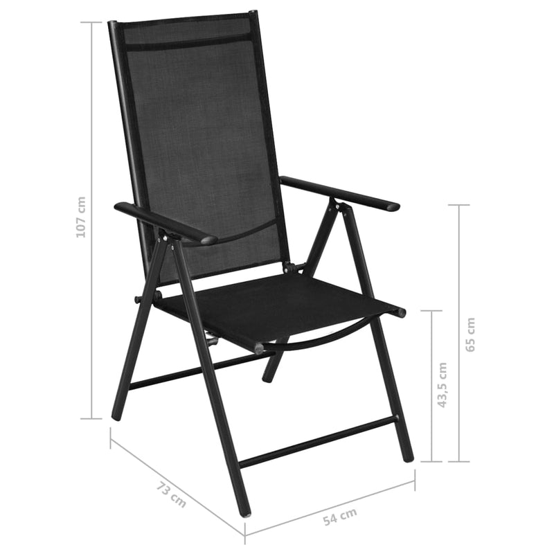 vidaXL Folding Garden Chairs 4 pcs Aluminium and Textilene Black