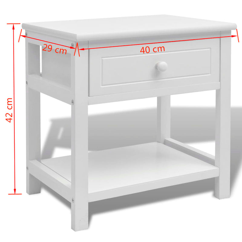 vidaXL Bedside Cabinet Wood White