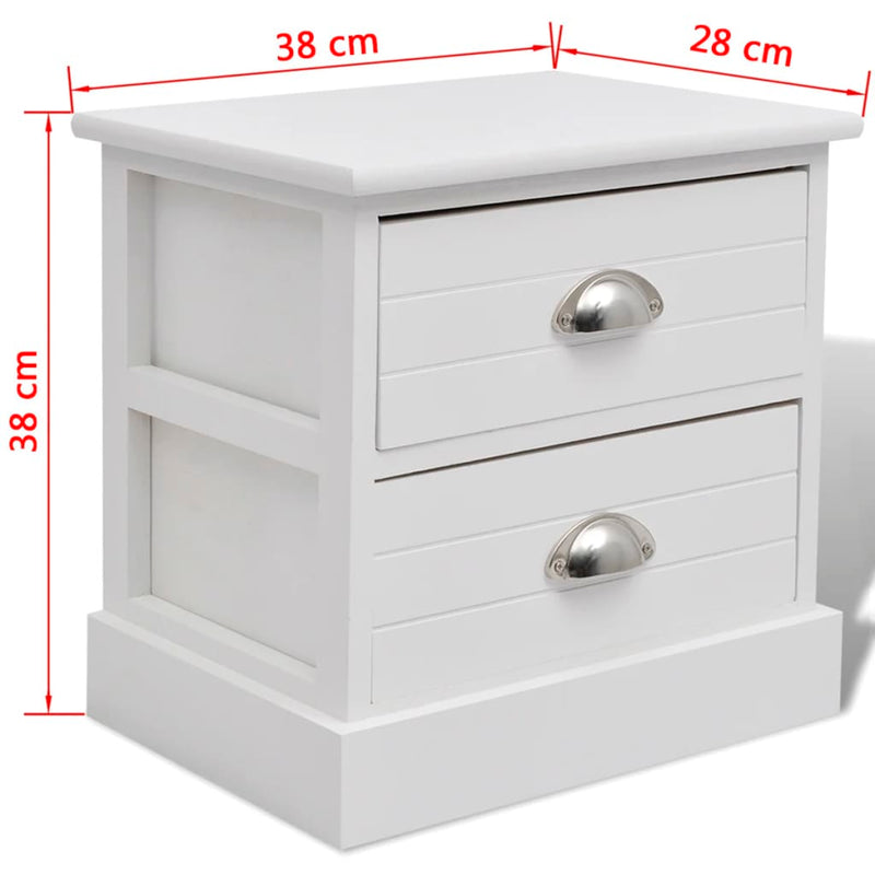 vidaXL French Bedside Cabinets 2 pcs White
