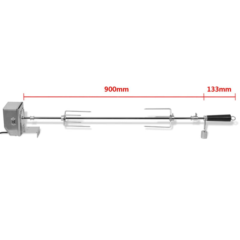 vidaXL BBQ Rotisserie Spit with Professional Motor Steel 900 mm