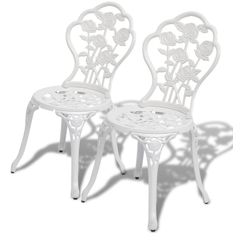 vidaXL 3 Piece Bistro Set Cast Aluminium White