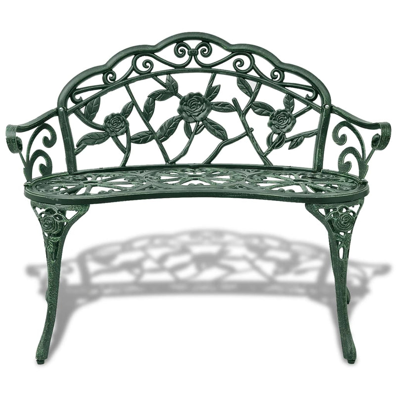 vidaXL Garden Bench 100 cm Cast Aluminium Green
