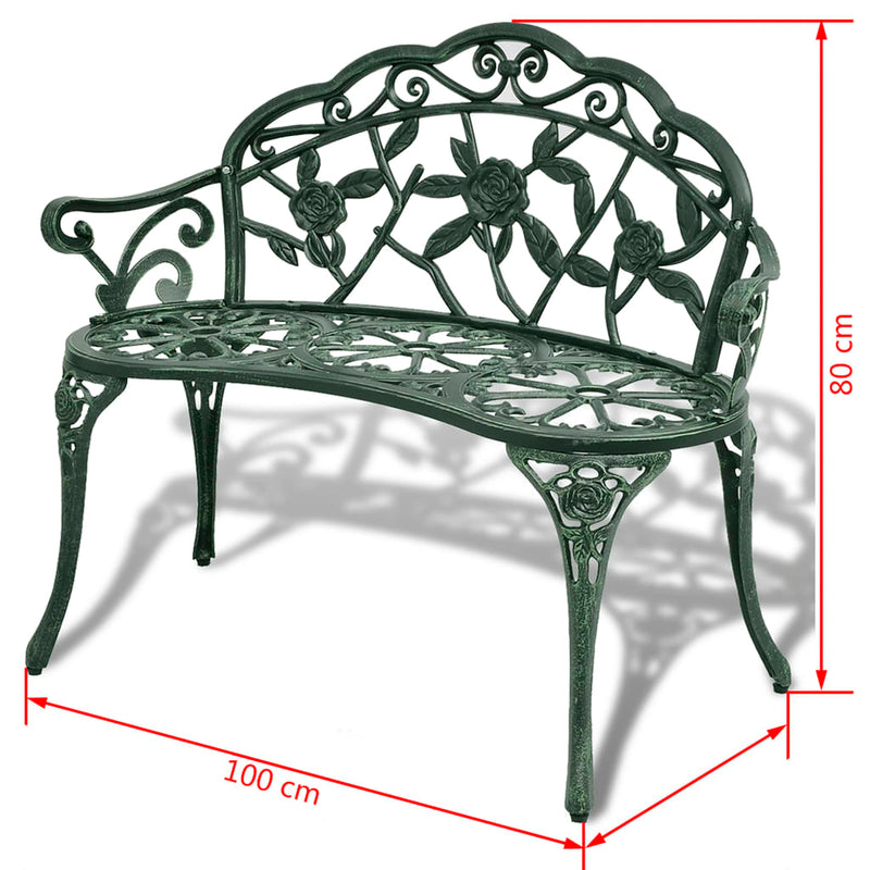 vidaXL Garden Bench 100 cm Cast Aluminium Green