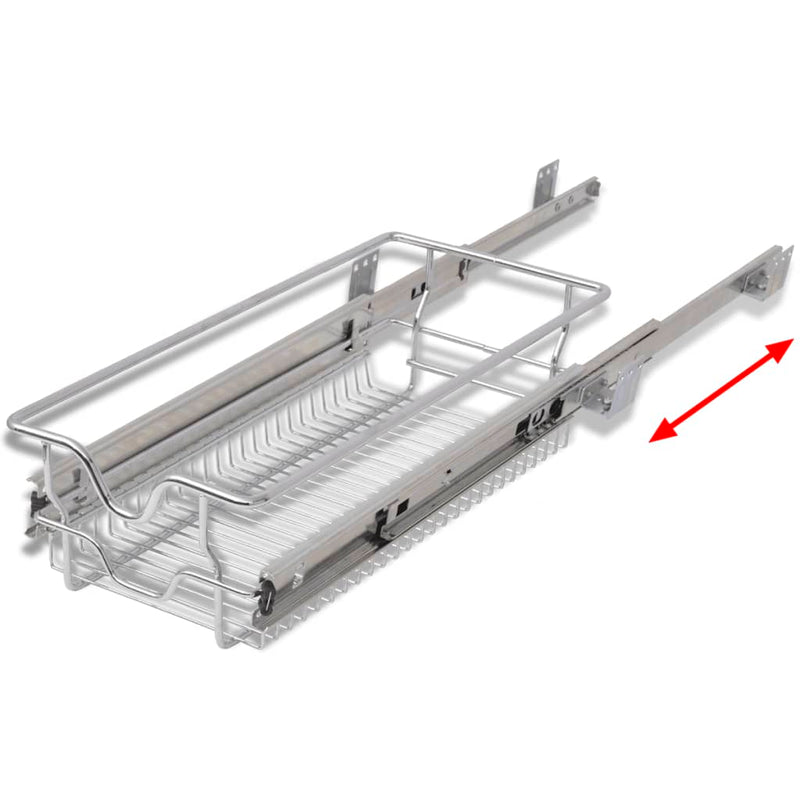 vidaXL Pull-Out Wire Baskets 2 pcs Silver 300 mm