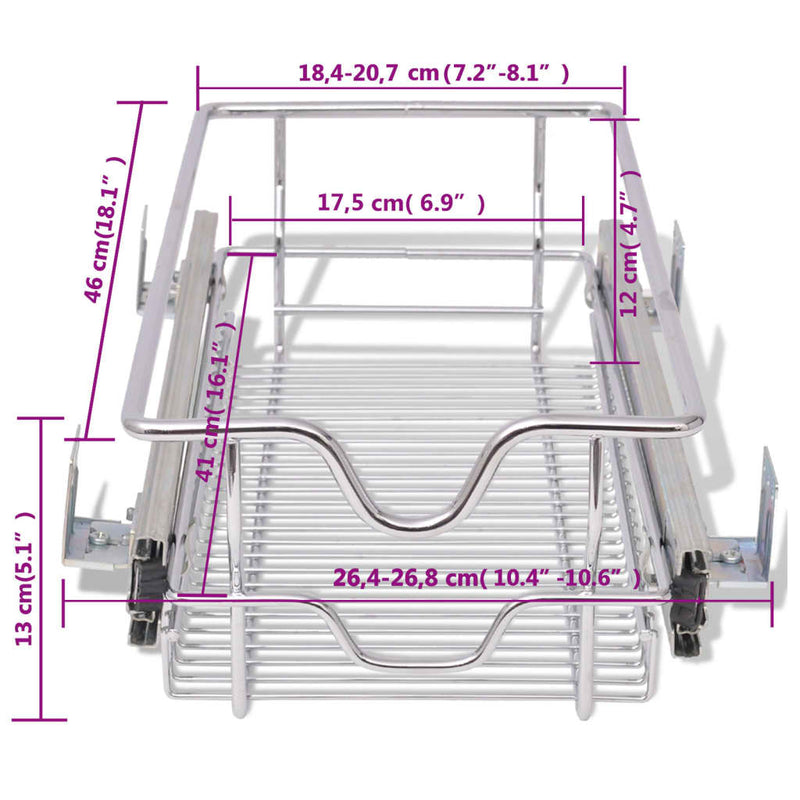 vidaXL Pull-Out Wire Baskets 2 pcs Silver 300 mm