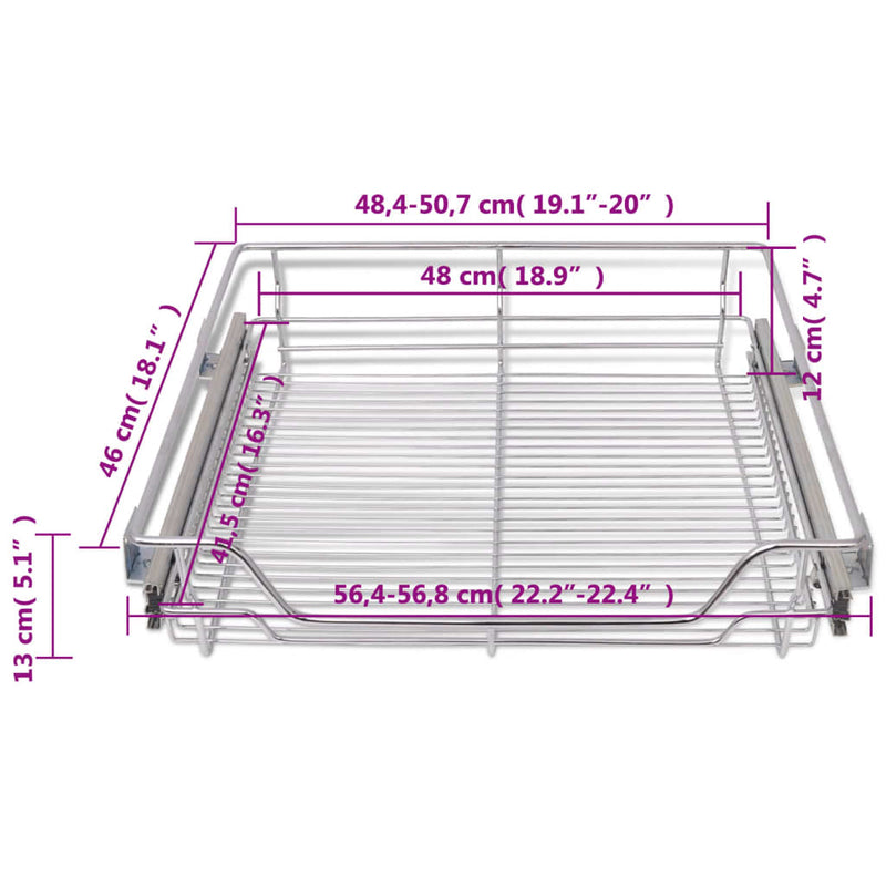 vidaXL Pull-Out Wire Baskets 2 pcs Silver 600 mm