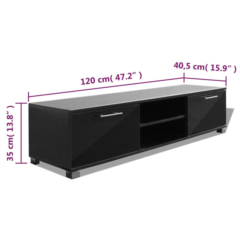 vidaXL TV Cabinet High-Gloss Black 120x40.5x35 cm