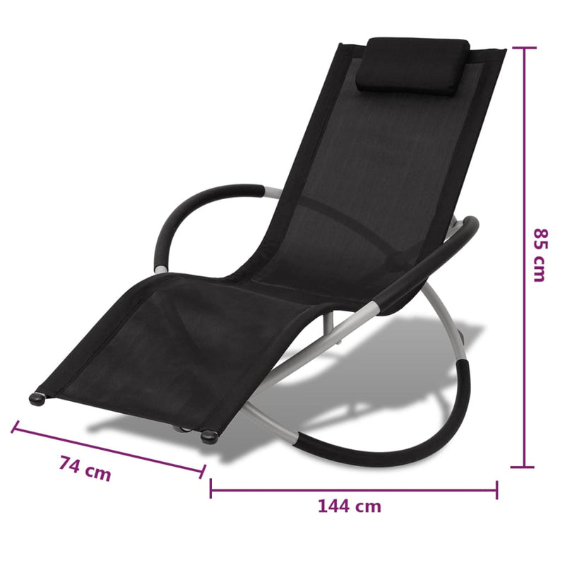 vidaXL Outdoor Geometrical Sun Lounger Steel Black and Grey