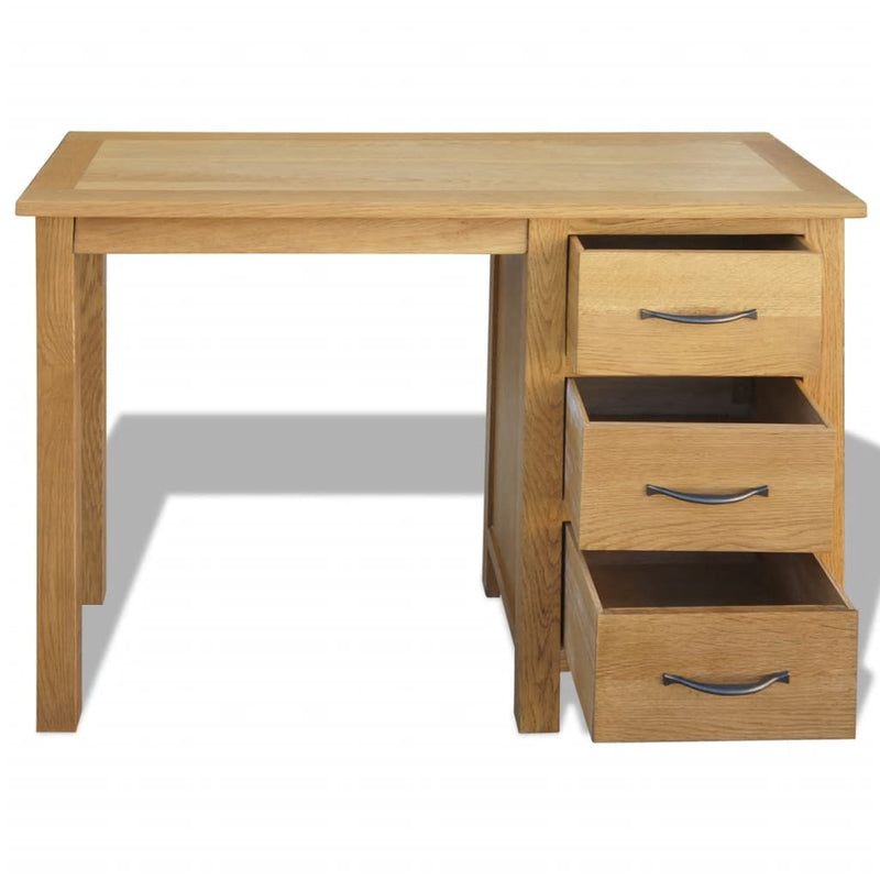 vidaXL Desk with 3 Drawers 106x40x75 cm Solid Oak Wood