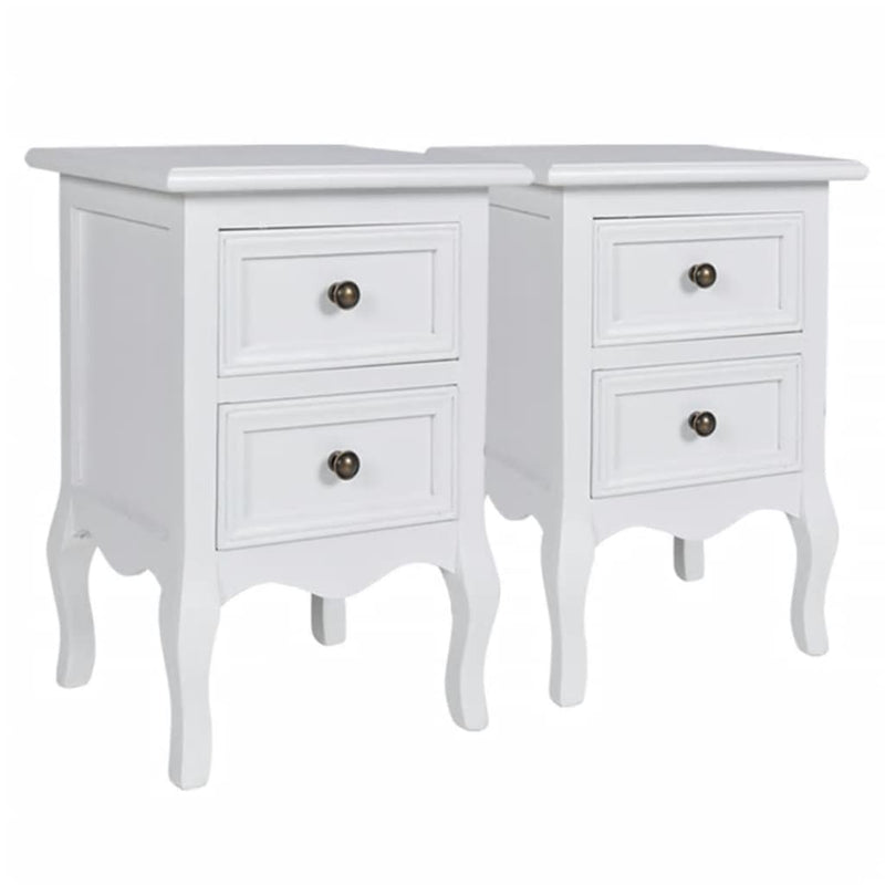vidaXL Nightstands 4 pcs with 2 Drawers MDF White