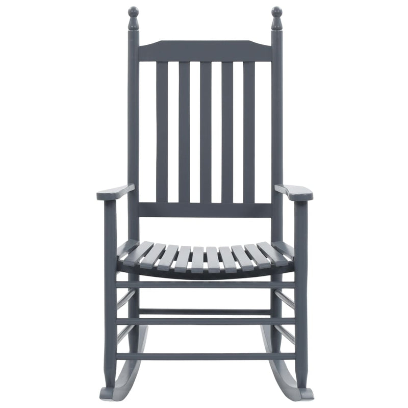 vidaXL Rocking Chair with Curved Seat Grey Poplar Wood