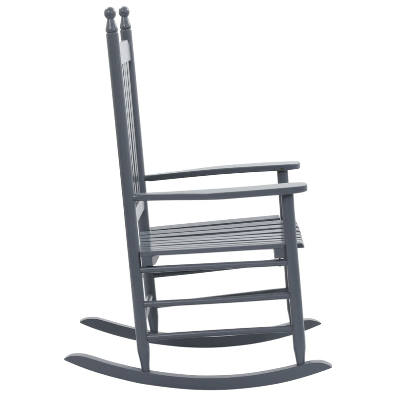 vidaXL Rocking Chair with Curved Seat Grey Poplar Wood