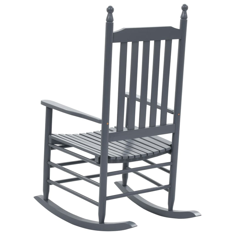 vidaXL Rocking Chair with Curved Seat Grey Poplar Wood