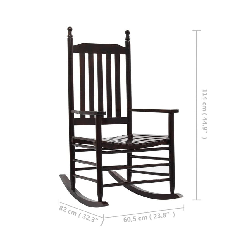 vidaXL Rocking Chair with Curved Seat Brown Poplar Wood