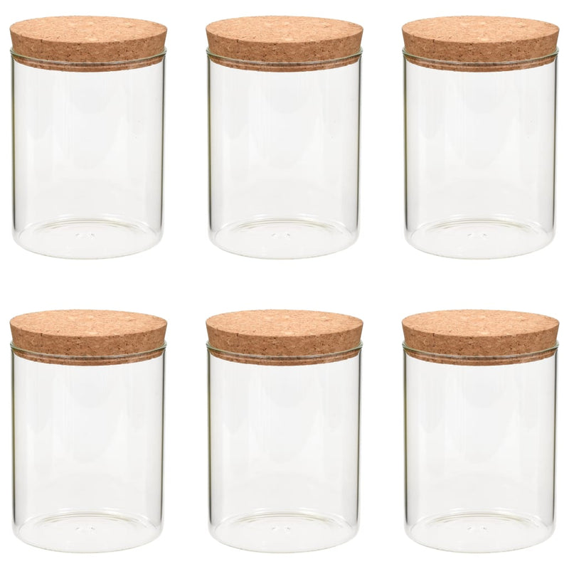 vidaXL Storage Glass Jars with Cork Lid 6 pcs 650 ml