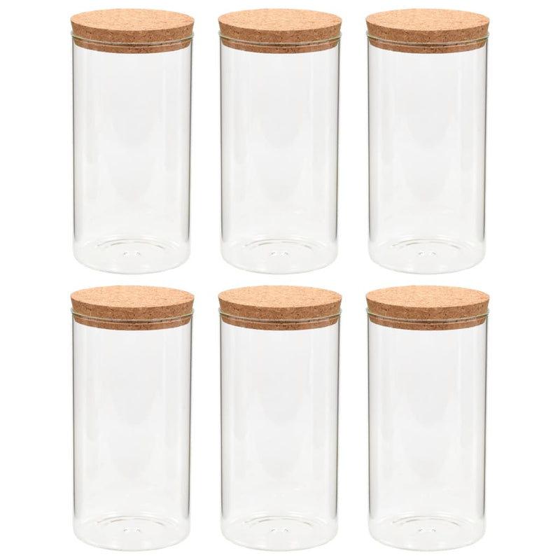 Storage Glass Jars with Cork Lid 6 pcs 1100 ml