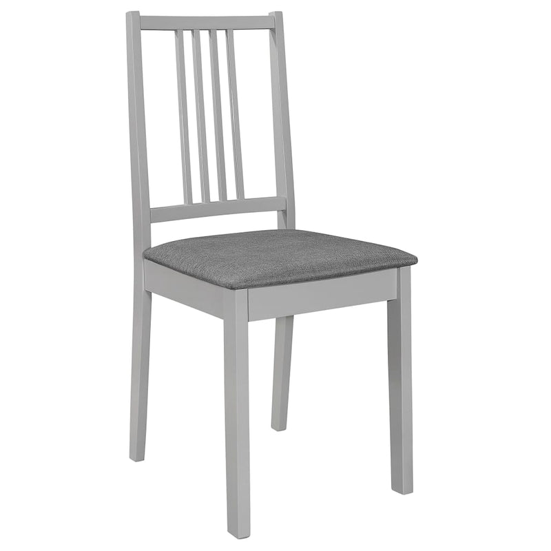 vidaXL Dining Chairs with Cushions 4 pcs Grey Solid Wood