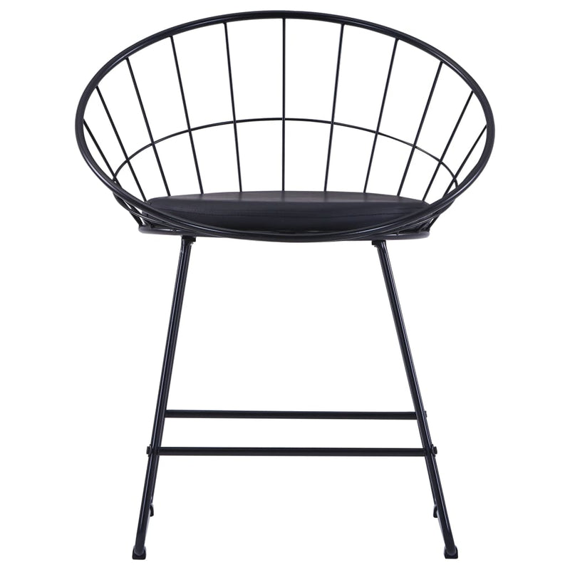 vidaXL Dining Chairs with Faux Leather Seats 2 pcs Black Steel