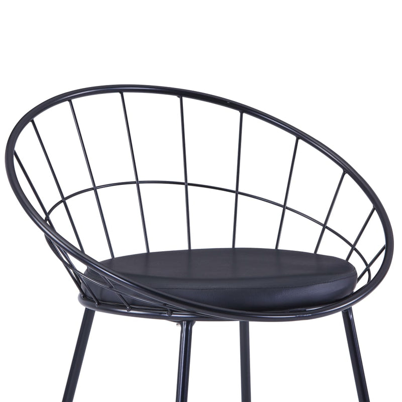 vidaXL Dining Chairs with Faux Leather Seats 2 pcs Black Steel