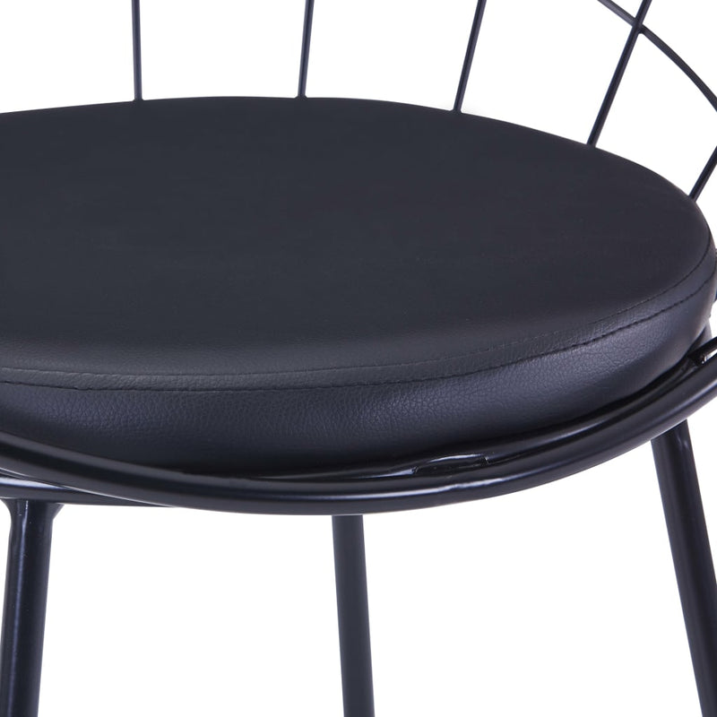 vidaXL Dining Chairs with Faux Leather Seats 2 pcs Black Steel