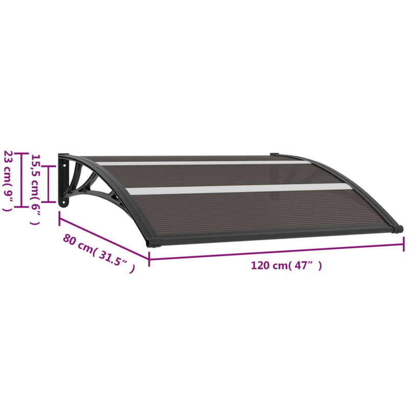 vidaXL Door Canopy Black 120x75 cm PC