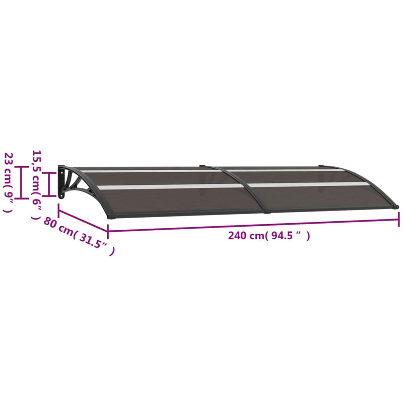 vidaXL Door Canopy Black 240x75 cm PC