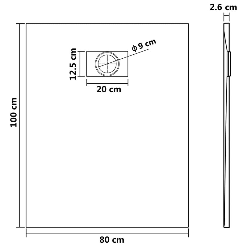 vidaXL Shower Base Tray SMC White 100x80 cm