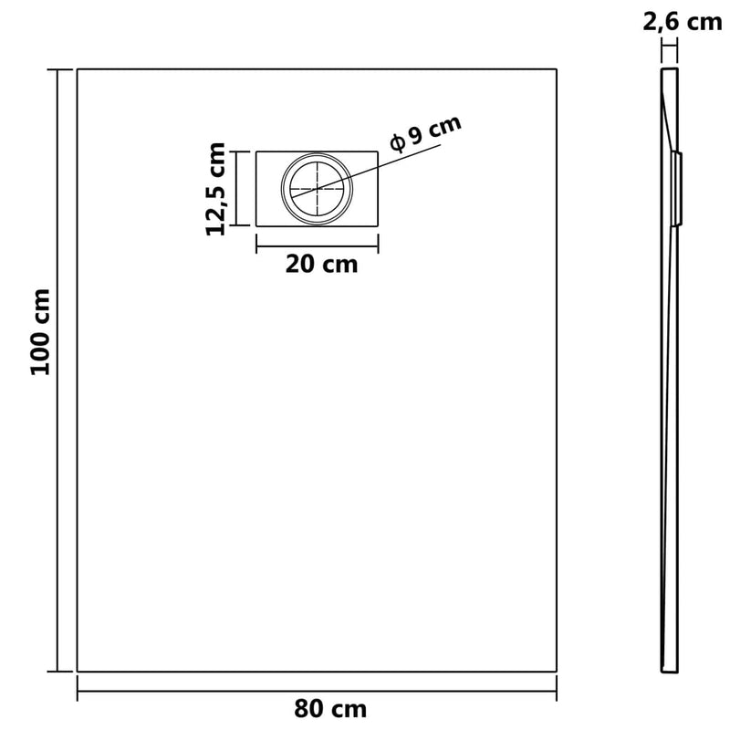 vidaXL Shower Base Tray SMC Black 100x80 cm