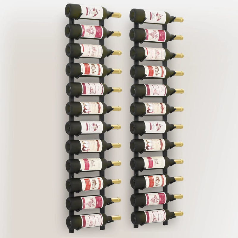vidaXL Wall Mounted Wine Racks for 12 Bottles 2 pcs Black Iron