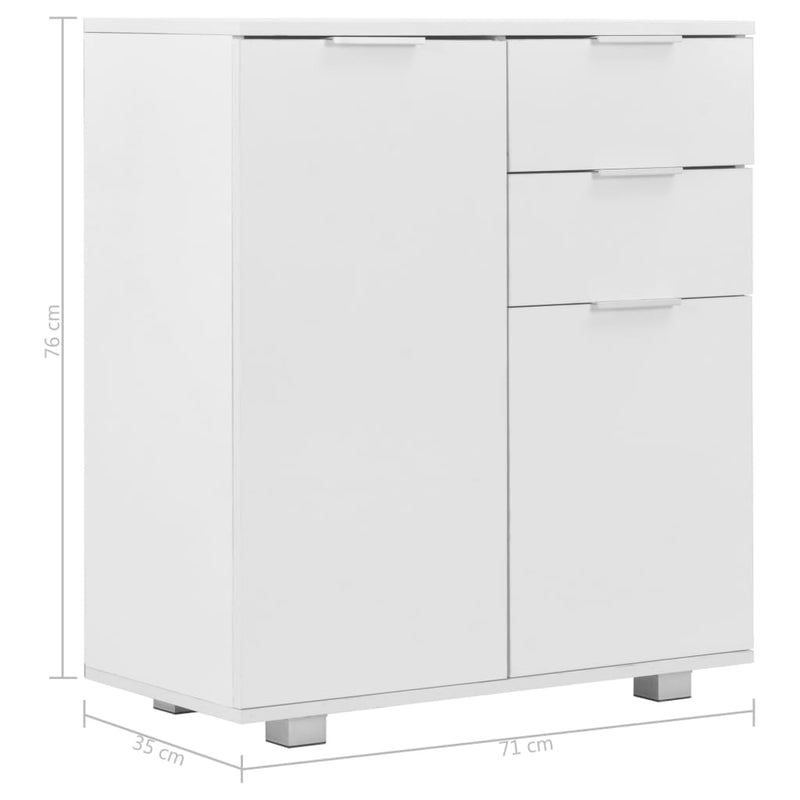 vidaXL Sideboard High Gloss White 71x35x80 cm Engineered Wood