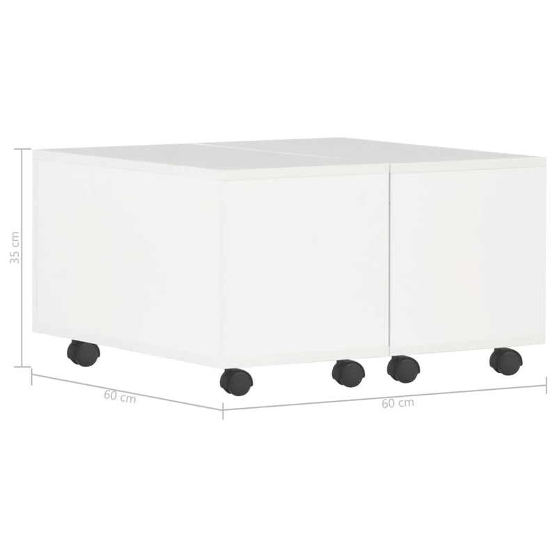 vidaXL Coffee Table High Gloss White 60x60x35 cm Engineered Wood