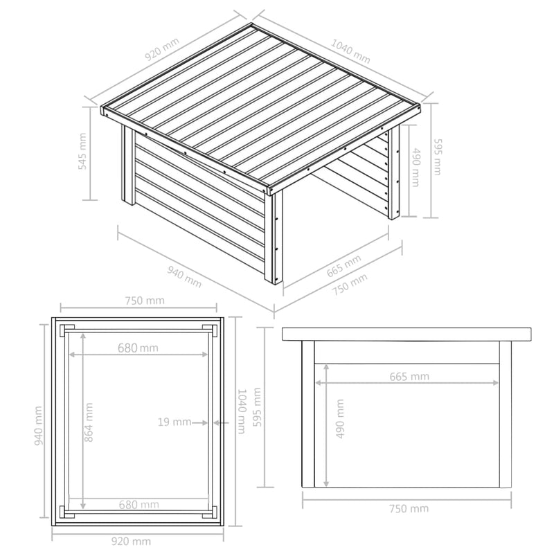 vidaXL Lawn Mower Garage 92x104x59.5 cm Solid Pine Wood 19 mm