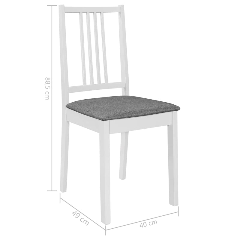 vidaXL Dining Chairs with Cushions 6 pcs White Solid Wood