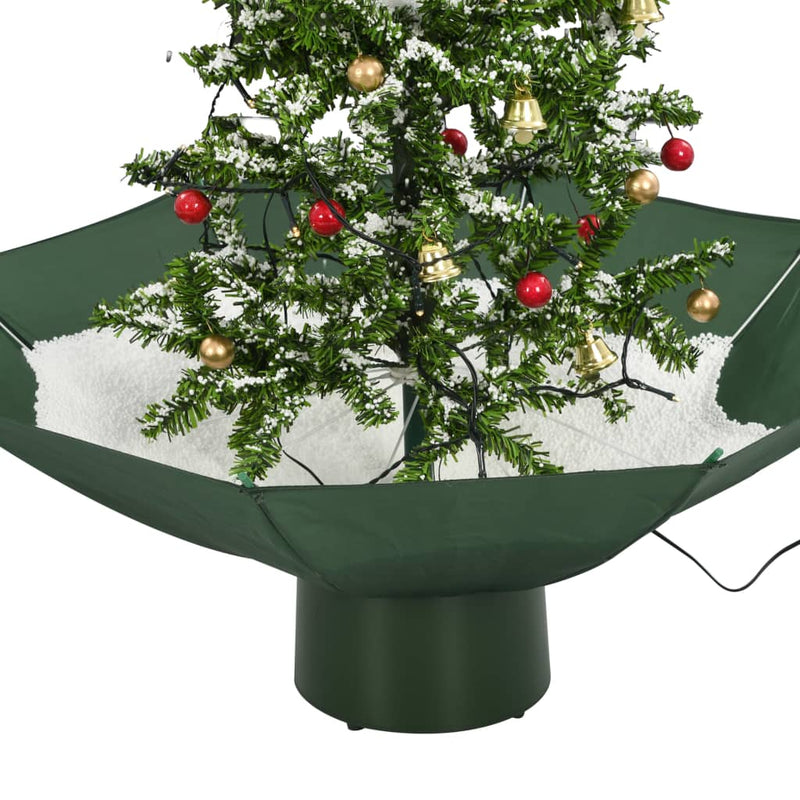 vidaXL Snowing Christmas Tree with Umbrella Base Green 75 cm