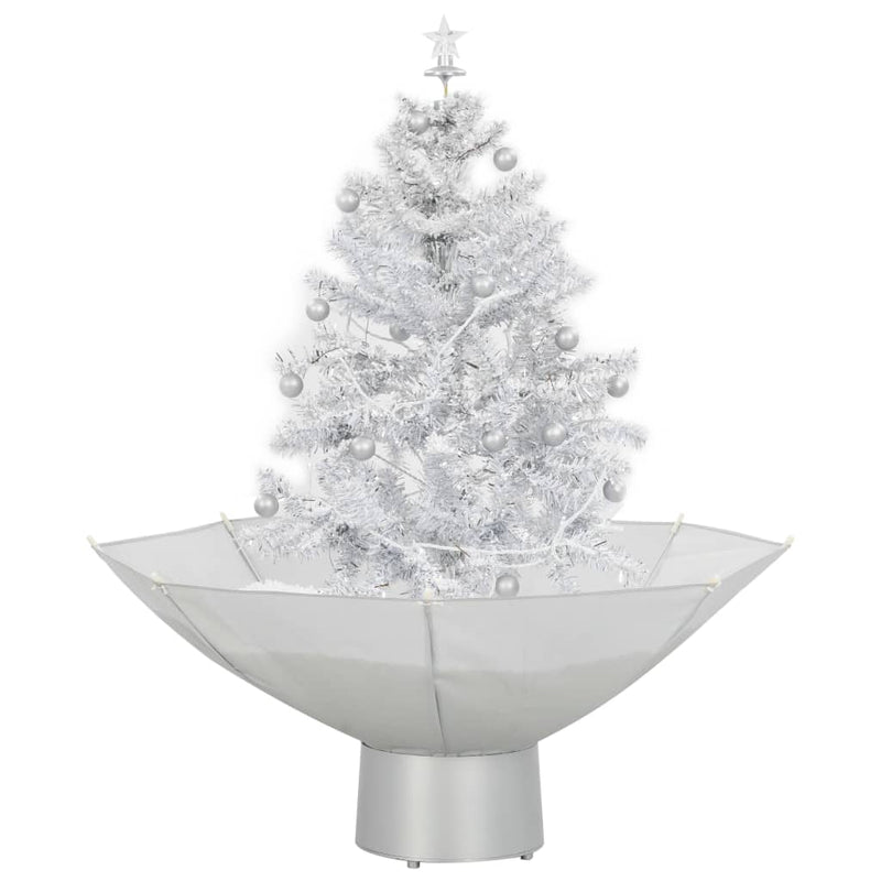 vidaXL Snowing Christmas Tree with Umbrella Base White 75 cm