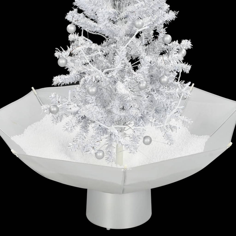 vidaXL Snowing Christmas Tree with Umbrella Base White 75 cm