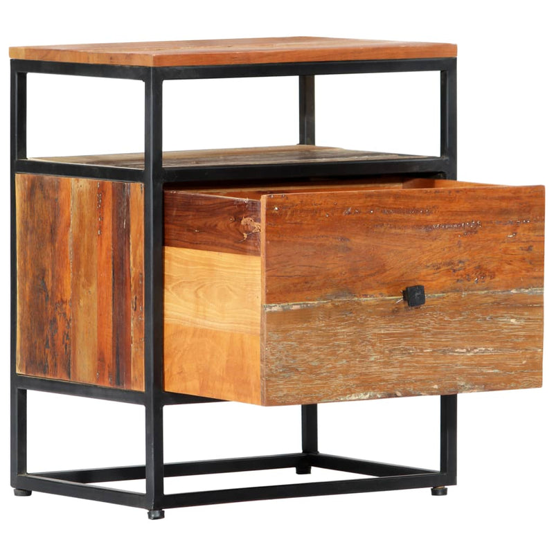 vidaXL Bedside Cabinet 40x30x50 cm Solid Reclaimed Wood and Steel